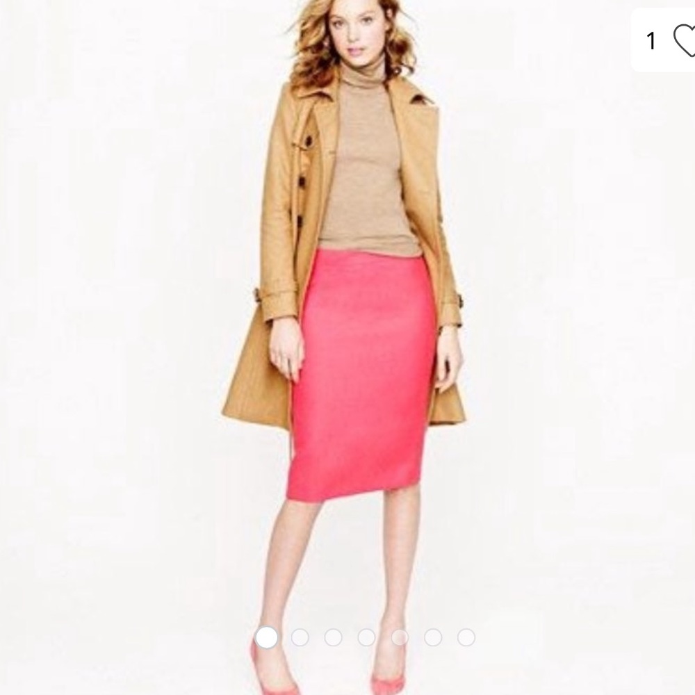 J Crew Wool Coral No. 2 Pencil Skirt